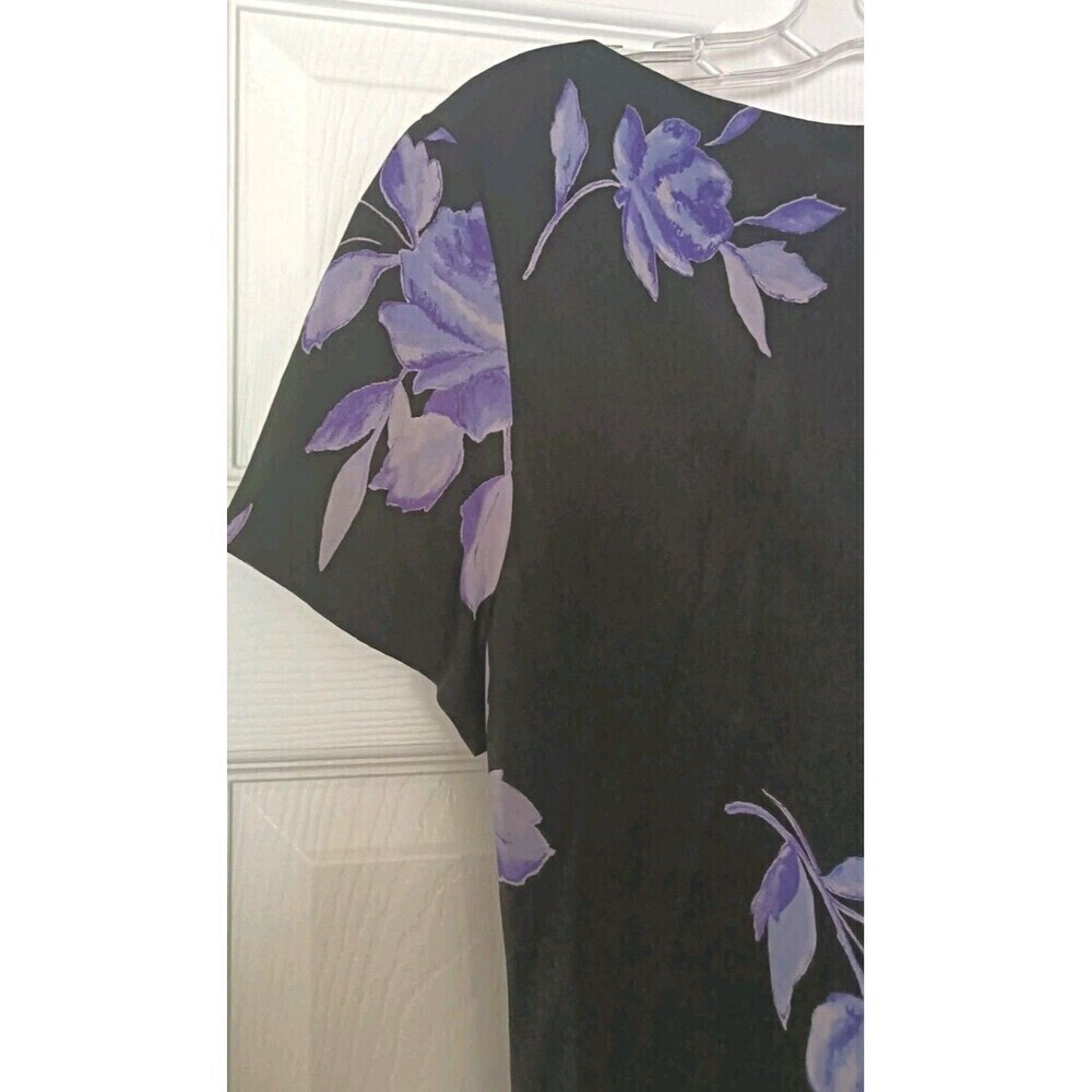 Jones New York Maxi Dress Size 6 Black Purple Floral Print Y2K Fairy Grunge - Picture 8 of 8